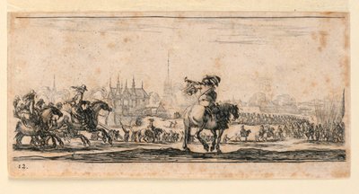 Planche 12, de "Desseins de Queleques Conduites de Troupes, Canons, et Ataques de Villes" - Stefano della Bella