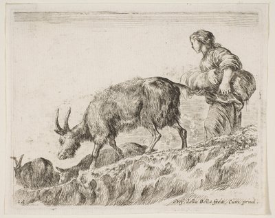 Bergère gardant des chèvres, de Diversi animali - Stefano della Bella