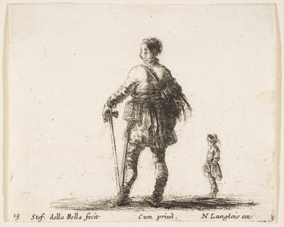 Un noble polonais en habit de cour, debout au centre, vu de dos, et..., vers 1644-47. - Stefano della Bella