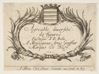 Planche 1 : Deux palmiers et un blason encadrent le titre et la dédicace, page de titre pour 