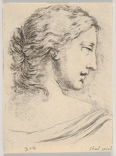 Planche 5 : tête de femme, de profil droit, des Diverses têtes et figures..., 1650 - Stefano della Bella