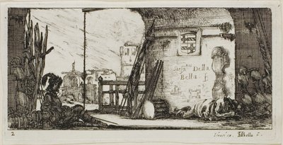 Planche Deux de Dessins de Plusieurs Mouvements par des Soldats - Stefano della Bella