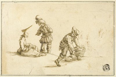 Mère et enfant au repos, et deux hommes, l