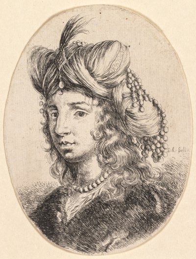 Portrait, Sultane portant un Collier de Perles et un Turban - Stefano della Bella