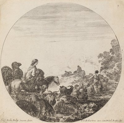 Bergers et troupeau avec femme et chameau, 1646 - Stefano della Bella