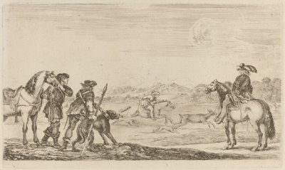 Petit cerf chassé par un cavalier - Stefano della Bella