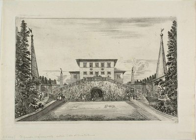 Façade sud de la villa et la grande prairie, des Vues de la Villa Pratolino - Stefano della Bella
