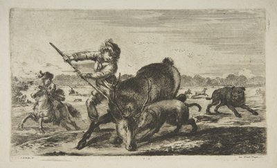 Cerf aux abois, de Chasses à différents animaux, vers 1654 - Stefano della Bella