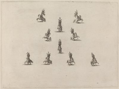Dix cavaliers avec de grands casques à plumes - Stefano della Bella