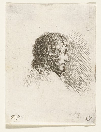 Tête de jeune homme de profil à droite - Stefano della Bella