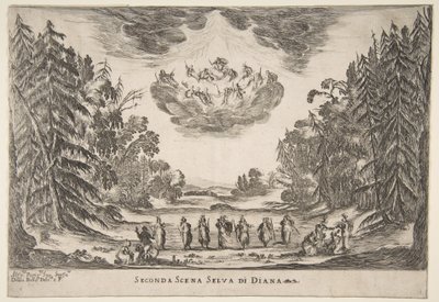 Le Mariage des Dieux : Deuxième scène, Diane, 1637 - Stefano della Bella