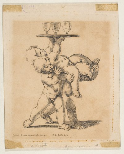 Trois enfants avec un plateau, vers 1638 - Stefano della Bella