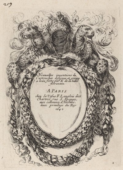 Page de titre pour "Nouvelles inventions de Cartouches" - Stefano della Bella