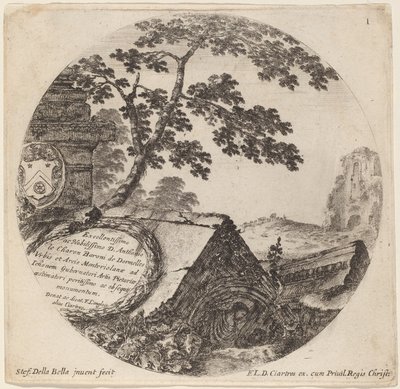 Page de titre pour "Paysages et ruines de Rome" - Stefano della Bella