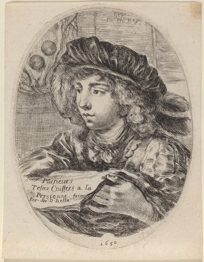 Page de titre pour "Plusieurs Testes Coiffées à la Persienne" - Stefano della Bella