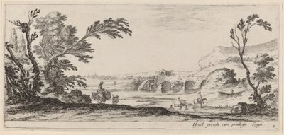 Voyageurs traversant un ruisseau - Stefano della Bella