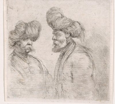 Deux hommes turcs avec des moustaches et des turbans - Stefano della Bella