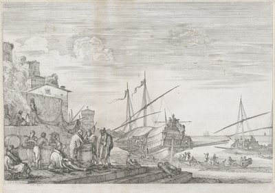 Deux galères dans le port de Livourne - Stefano della Bella
