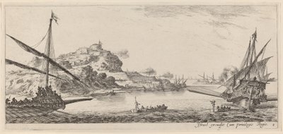 Deux galères et leurs lancements, en ou avant 1647 - Stefano della Bella