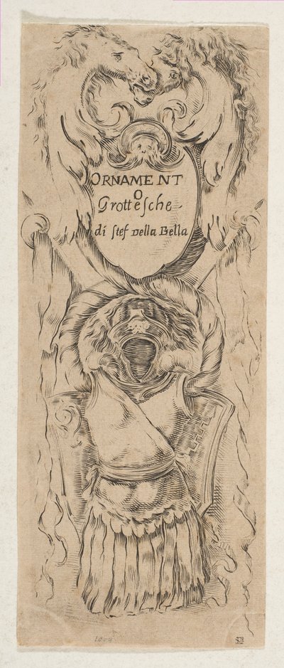 Deux têtes de cheval encadrant un bouclier, vers 1653 - Stefano della Bella