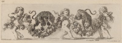 Deux léopards sautant une guirlande soutenue par des enfants, probablement 1648 - Stefano della Bella