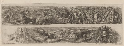 Deux bandes ornementales avec léopards et aigles enchaînés, probablement 1648 - Stefano della Bella