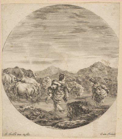 Deux femmes traversant un ruisseau, vers 1646 - Stefano della Bella
