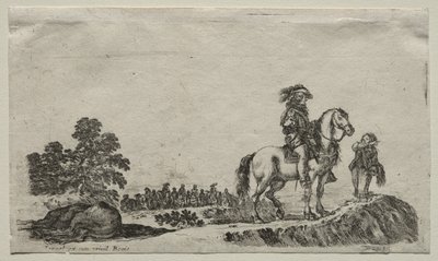 Diverses figures et paysages : Un cavalier perdu demandant son chemin - Stefano della Bella