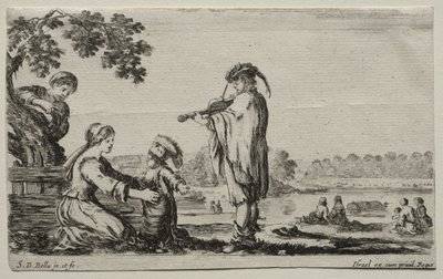 Diverses figures et paysages : Un joueur de violon - Stefano della Bella