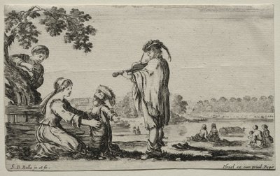 Diverses figures et paysages : Un joueur de violon, 1649 - Stefano della Bella