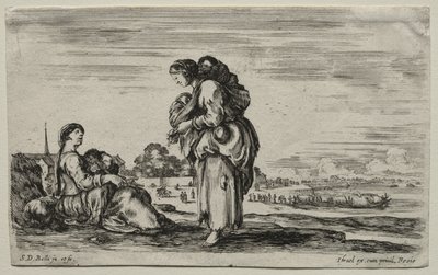 Diverses figures et paysages : Deux mères discutant ensemble, 1649 - Stefano della Bella