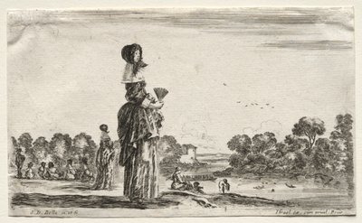 Diverses figures et paysages : Femmes regardant des baigneurs le long d