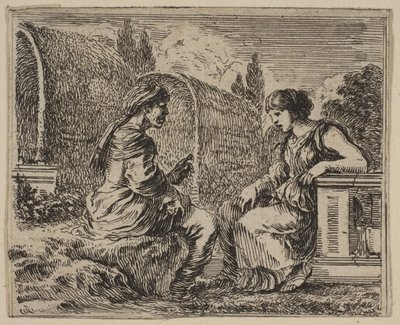 Vertumne et Pomone, du Jeu de la Mythologie - Stefano della Bella
