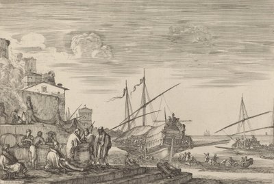 Vue de plusieurs maisons face au port, probablement vers 1654-1655 - Stefano della Bella