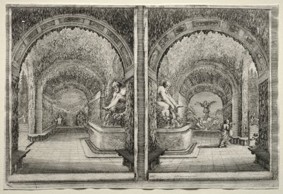 Vues de la Villa de Pratolino: Deux vues de la grotte - Stefano della Bella