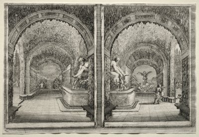 Vues de la Villa de Pratolino: Deux vues de la grotte - Stefano della Bella