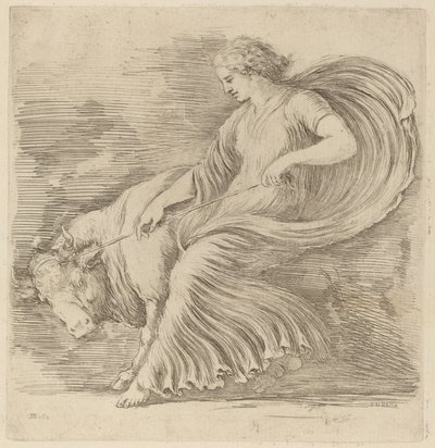 Femme avec un jeune taureau - Stefano della Bella