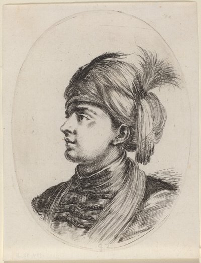 Jeune Maure avec un Turban à Plumes, Tourné vers la Gauche - Stefano della Bella