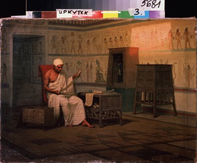 Prêtre égyptien lisant un rouleau de papyrus - Stepan Vladislavovich Bakalovich