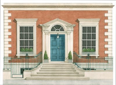 Porte britannique du XVIIIe siècle (géorgienne) (encre et aquarelle) - Stephen Conlin