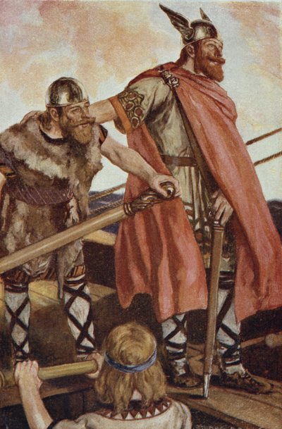 Erik le Rouge (950-1003/04) met les voiles pour le Groenland, illustration de 