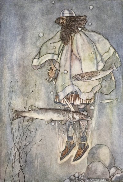 Fergus descend dans le lac, illustration de 
