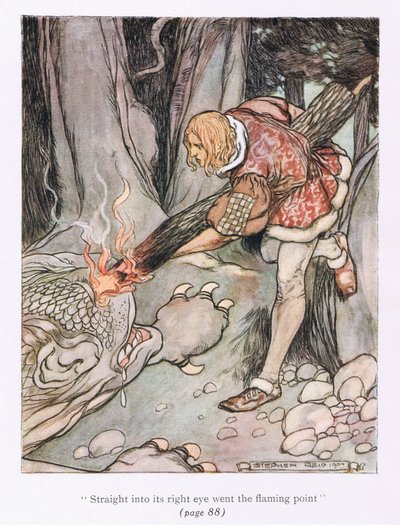 Directement dans son œil droit est allé la pointe flamboyante (lithographie en couleur) - Stephen Reid