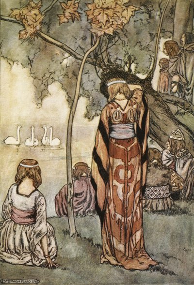 Ils firent un campement et les cygnes leur chantèrent, illustration de 