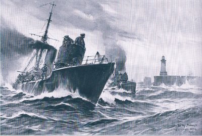 Patrouilleurs et dragueurs de mines quittant le port de Zeebrugge, de L