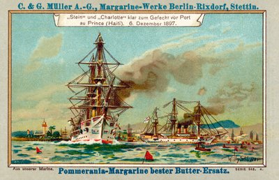 Navires de guerre allemands Stein et Charlotte dans le port de Port-au-Prince, Haïti, pendant l