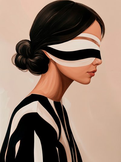 Une femme élégante aux yeux bandés - Studio Palette
