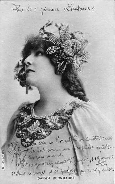 Henriette Rosine Bernard alias Sarah Bernhardt (1844-1923) dans le rôle de « La princesse lointaine », pièce d