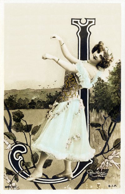 J : Lucette De Berny, artiste de la Belle Époque - Alphabet en carte postale - Studio Reutlinger