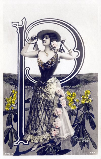 Mlle Lolita, artiste des années 1900 - alphabet en carte postale - Studio Reutlinger